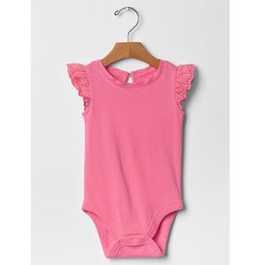 Baby Gap pink eyelet flutter sleeve bodysuit new